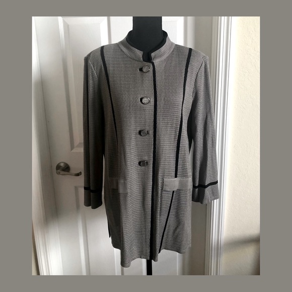 Misook’s Mandarin Collar Knit Weaved Jacket - Picture 1 of 14